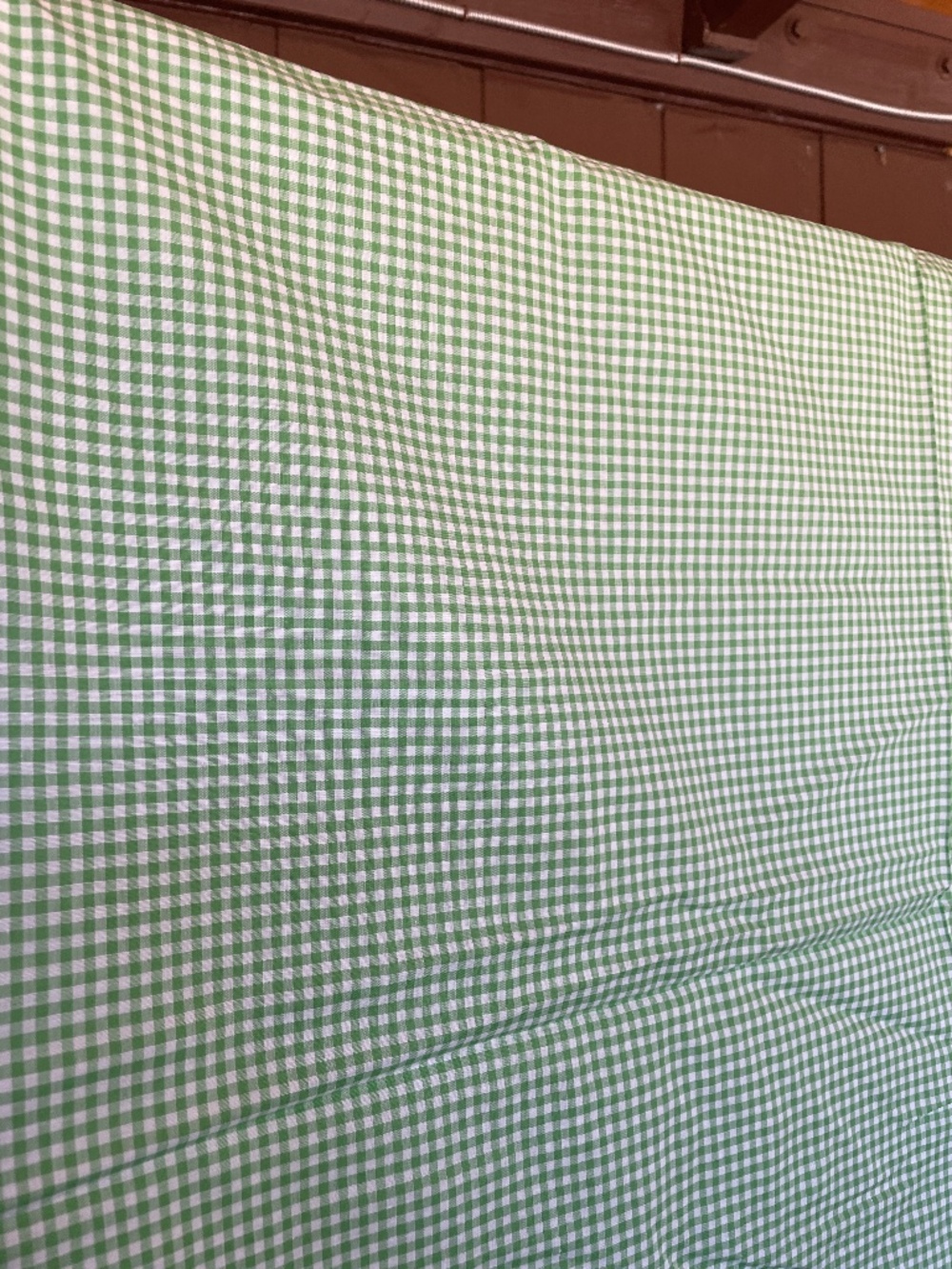 Vintage fabric Light Green & White Gingham Cotton Fabric – Small Check - Picture 2 of 4
